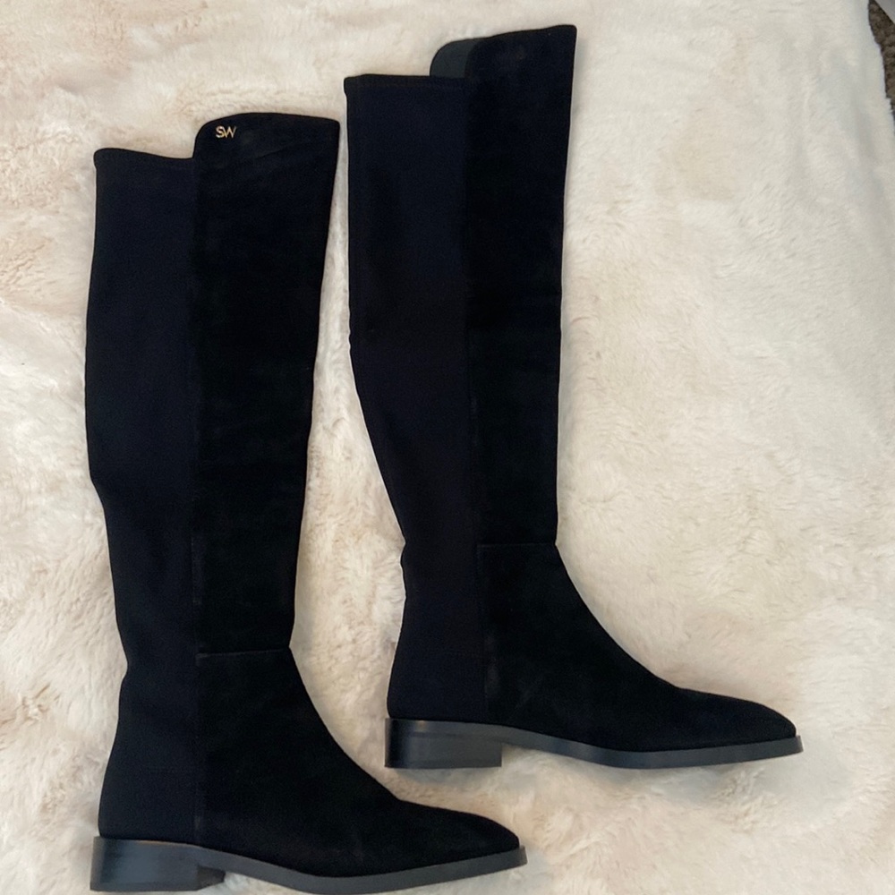 Stuart Weitzman Keelan Black Suede Over the Knee-High Boots 7.5